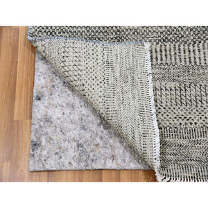 3'x4'10" Stone Eagle Gray, Natural Undyed Wool, Modern Grass Design, Hand Knotted, Tone on Tone, Oriental Rug FWR477474