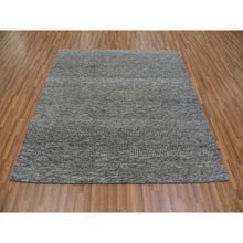 Load image into Gallery viewer, 6&#39;x6&#39;1&quot; Steel Gray, Undyed Pure Wool, Modern Grass Design, Hand Knotted, Tone on Tone, Square Oriental Rug FWR477564