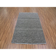 Load image into Gallery viewer, 4&#39;x6&#39;6&quot; Dark Gray, Hand Knotted, Modern Grass Design, Natural Undyed Wool, Oriental Rug FWR477582