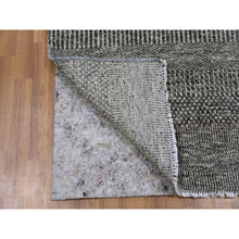 Load image into Gallery viewer, 3&#39;x5&#39; Graphite and Rustic Gray, Pure Undyed Wool, Tone on Tone, Modern Grass Design, Hand Knotted, Oriental Rug FWR477630