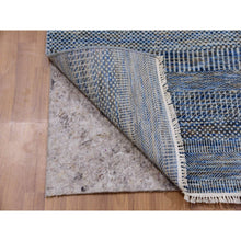 Load image into Gallery viewer, 2&#39;7&quot;x18&#39;1&quot; Space Cadet Blue, Tone on Tone, Hand Knotted, XL Runner Natural Dyed Wool Grass Design Oriental Rug FWR477720
