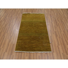 Load image into Gallery viewer, 3&#39;x5&#39; Tortilla Brown, Tone on Tone, Hand Knotted, Pure Dyed Wool Grass Design Oriental Rug FWR477762
