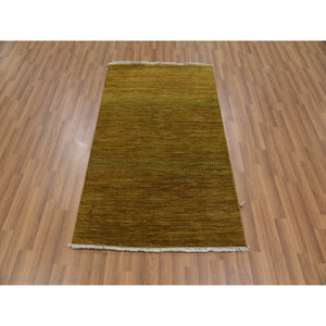 3'x5' Tortilla Brown, Tone on Tone, Hand Knotted, Pure Dyed Wool Grass Design Oriental Rug FWR477762