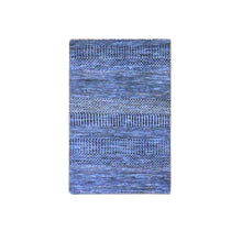 Load image into Gallery viewer, 2&#39;x3&#39;1&quot; Boeing Blue, Pure Dyed Wool, Tone on Tone, Modern Grass Design, Hand Knotted, Mat Oriental Rug FWR477780