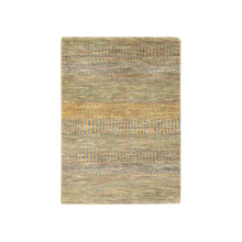 Load image into Gallery viewer, 2&#39;x3&#39;1&quot; Moss Green, 100% Dyed Wool, Hand Knotted, Tone on Tone, Modern Grass Design, Mat Oriental Rug FWR477786