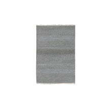 Load image into Gallery viewer, 2&#39;2&quot;x3&#39;3&quot; Chrome Gray, Modern Grass Design, Tone on Tone, Dyed 100% Wool, Hand Knotted, Mat Oriental Rug FWR477828