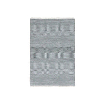 Load image into Gallery viewer, 2&#39;2&quot;x3&#39;3&quot; Metallic Gray, Natural Dyed Wool, Modern Grass Design, Hand Knotted, Tone on Tone, Mat Oriental Rug FWR477834