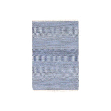 Load image into Gallery viewer, 2&#39;1&quot;x3&#39;3&quot; Chrome Gray, Modern Hand Knotted Grass Design, Tone on Tone, Dyed Organic Wool, Mat Oriental Rug FWR477852