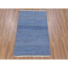 Load image into Gallery viewer, 2&#39;1&quot;x3&#39;3&quot; Chrome Gray, Modern Hand Knotted Grass Design, Tone on Tone, Dyed Organic Wool, Mat Oriental Rug FWR477852