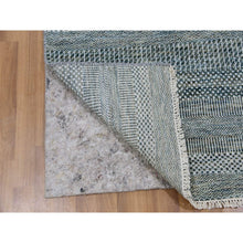 Load image into Gallery viewer, 3&#39;x5&#39;2&quot; Queen Blue, Tone on Tone Soft Pile, Dyed, Wool and Silk Hand Knotted, Grass Design Densely Woven, Oriental Rug FWR477858