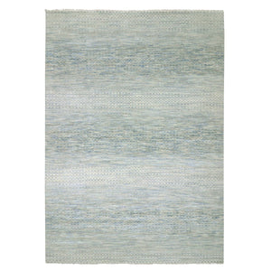 10'x14'1" Cadet Gray, Modern Dyed 100% Wool Hand Knotted Chiaroscuro Collection, Thick and Plush, Oriental Rug FWR477882