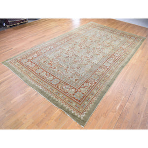 8'7"x14'10" Beige, Antique European Donegal, Excellent Condition Pure Wool Hand Knotted, Extra Wide Gallery Size Oriental Rug FWR480594