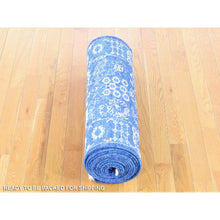 Load image into Gallery viewer, 2&#39;6&quot;x16&#39;10&quot; Blue, Tone on Tone Tabriz, Wool and Silk Hand Knotted, XL Runner Oriental Rug FWR481536