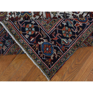 9'6"x12'9"Brick Red, Antique Persian Heriz, Excellent Condition, Clean, Sides and Edges Professionally Secured, Hand Knotted, Pure Wool Oriental Rug FWR481554