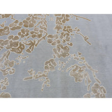 Load image into Gallery viewer, 5&#39;4&quot;x10&#39;7&quot; Gray, Botanical Design Tone on Tone, Wool and Silk Hand Knotted, Thick and Plush, Oriental Rug FWR481836