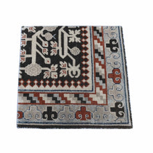Load image into Gallery viewer, 2&#39;1&quot;x2&#39;1&quot; Chocolate Brown, Samarkand Collection, Sample Fragment, 100% Wool, Zero Pile, Hand Knotted Square Oriental Rug FWR482142