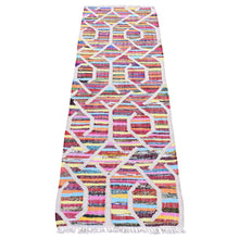 Load image into Gallery viewer, 2&#39;6&quot;x8&#39; Colorful, Sari Silk, Flat Weave Kilim with Geometric Design, Hand Woven Runner Oriental Rug FWR482418