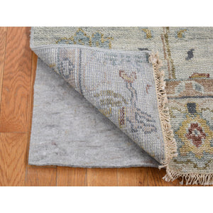 3'1"x3'1" Light Gray, Oushak Design Sample Fragment, Supple Collection Thick and Plush, Natural Wool Hand Knotted, Square Oriental Rug FWR483384