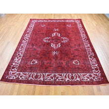 Load image into Gallery viewer, 8&#39;7&quot;x10&#39;8&quot; Red Overdyed, Pure Wool Persian Tabriz, Hi-low Hand Knotted, Oriental Rug FWR484170