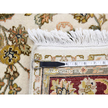 Load image into Gallery viewer, 4&#39;x6&#39;2&quot; Ivory, Rajasthan with All Over Leaf Scroll Flower Design, Wool and Silk, Hand Knotted Oriental Rug FWR484320