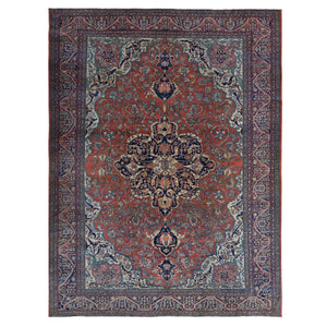 9'x12' Barn Red, Antique Persian Feraghan Sarouk, Evenly Worn Soft and Supple, Hand Knotted Soft Wool, No Repairs, Clean, Sides and Edges Professionally Secured, Oriental Rug FWR484332