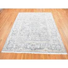 Load image into Gallery viewer, 7&#39;10&quot;x10&#39;2&quot; Laurel Green, Mughal Design, Pure Silk Hand Knotted, Oriental Rug FWR484728