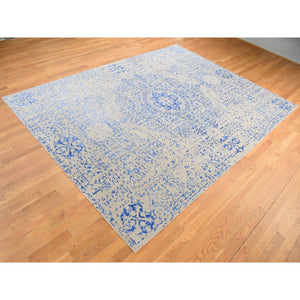 8'9"x12' Bayern Blue, Hand Loomed, Wool And Art Silk, Mamluk Design, Oriental Rug FWR484800