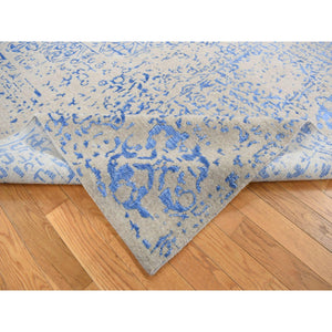 8'9"x12' Bayern Blue, Hand Loomed, Wool And Art Silk, Mamluk Design, Oriental Rug FWR484800