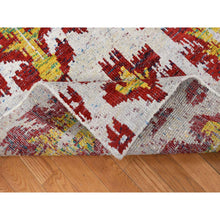 Load image into Gallery viewer, 9&#39;x12&#39;1&quot; Ivory, Thick, Man Made Silk, Geometric Repetitive Colorful Tribal Motif, On Clearance, Modern Ikat Design, Hand Knotted, Oriental Rug FWR484920