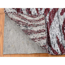 Load image into Gallery viewer, 8&#39;10&quot;x11&#39;9&quot; Vermilion Red, Thick, Man Made Silk, Modern Repetitive Colorful Tree Bark Motif with Abrash, Cropped Pile, Hand Knotted, Oriental Rug FWR484926