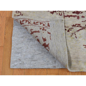 9'x11'9" Beige, Broken Heriz Design, Wool and Silk, Hand Knotted, Oriental Rug FWR484932