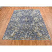 Load image into Gallery viewer, 8&#39;x9&#39;10&quot; Lavender Gray, Abstract Design, Soft and Luxurious, Wool and Silk, Hand Knotted, Oriental Rug FWR485016