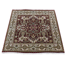 Load image into Gallery viewer, 5&#39;x5&#39; Chocolate Cosmos Red, Tabriz Intricate Scroll Design, Hand Knotted, 300 KPSI, New Zealand Wool, Square Oriental Rug FWR485322