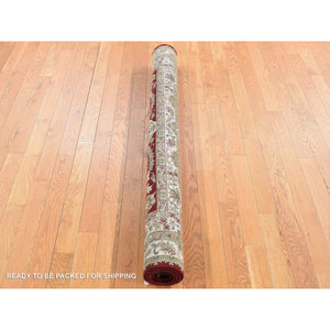 5'x5' Chocolate Cosmos Red, Tabriz Intricate Scroll Design, Hand Knotted, 300 KPSI, New Zealand Wool, Square Oriental Rug FWR485322