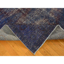 Load image into Gallery viewer, 6&#39;10&quot;x10&#39;1&quot; Purple, Worn Down, Overdyed Erased and Obscured Persian Viss Design, Distressed, Soft Wool, Hand Knotted, Oriental Rug FWR485496
