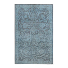 Load image into Gallery viewer, 5&#39;9&quot;x9&#39; Arctic Blue, Silver Wash Peshawar, Hand Knotted, Pure Wool, Oriental Rug FWR485502