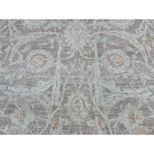 5'9"x9' Arctic Blue, Silver Wash Peshawar, Hand Knotted, Pure Wool, Oriental Rug FWR485502