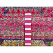 Load image into Gallery viewer, 3&#39;1&quot;x15&#39;5&quot; Ruby Red, Sari Silk with Textured Wool, Hand Knotted, Mamluk Design, XL Runner Oriental Rug FWR485676