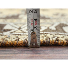 Load image into Gallery viewer, 5&#39;1&quot;x8&#39;0&quot; Gold Color, Distressed Look Worn Wool Hand Knotted, Vintage Persian Shiraz Cropped Thin, Oriental Rug FWR486960