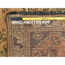 Load image into Gallery viewer, 5&#39;1&quot;x8&#39;0&quot; Gold Color, Distressed Look Worn Wool Hand Knotted, Vintage Persian Shiraz Cropped Thin, Oriental Rug FWR486960