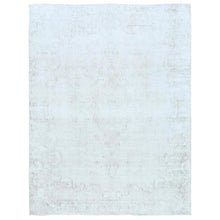 Load image into Gallery viewer, 9&#39;8&quot;x12&#39;5&quot; Ivory Hand Knotted Worn Wool, Cropped Thin, Distressed Look Vintage Persian Kerman Oriental Rug FWR487566