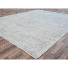 Load image into Gallery viewer, 9&#39;8&quot;x12&#39;5&quot; Ivory Hand Knotted Worn Wool, Cropped Thin, Distressed Look Vintage Persian Kerman Oriental Rug FWR487566