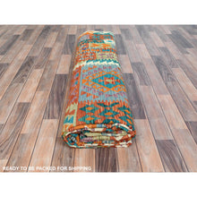 Load image into Gallery viewer, 9&#39;9&quot;x13&#39; Colorful, Veggie Dyes Organic Wool Hand Woven, Afghan Kilim with Geometric Design Flat Weave, Reversible Oriental Rug FWR489582