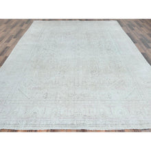 Load image into Gallery viewer, 8&#39;x11&#39;2&quot; Ivory, Worn Wool Hand Knotted, Vintage Persian Tabriz, Cropped Thin Distressed Look Shabby Chic, Oriental Rug FWR490140