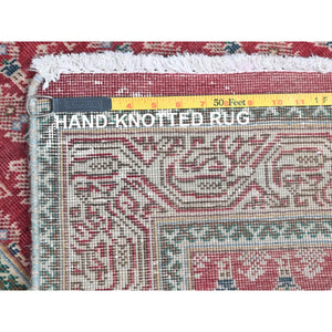 2'5"x17' Tomato Red, Vintage Persian Serab with All Over Repetitive Tree Design, Hand Knotted Pure Wool, Clean, Sheared Low Large Narrow Runner Oriental Rug FWR491370