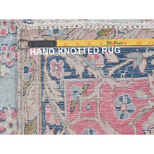Load image into Gallery viewer, 9&#39;7&quot;x13&#39;2&quot; Silver Blue, Sheared Low Distressed Look, Worn Wool Hand Knotted, Vintage Persian Kerman Oriental Rug FWR491604