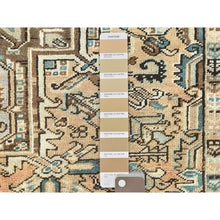 Load image into Gallery viewer, 7&#39;x10&#39;3&quot; Beige, Worn Down Distressed Feel, Worn Wool Hand Knotted, Vintage Persian Heriz, Oriental Rug FWR492324