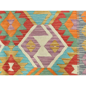 5'x6'8" Colorful, Flat Weave Extra Soft Wool, Hand Woven Afghan Kilim with Geometric Design, Vegetable Dyes Reversible, Oriental Rug FWR493458