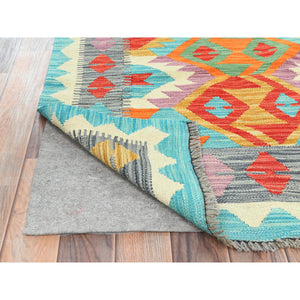 5'x6'8" Colorful, Flat Weave Extra Soft Wool, Hand Woven Afghan Kilim with Geometric Design, Vegetable Dyes Reversible, Oriental Rug FWR493458