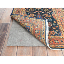 Load image into Gallery viewer, 1&#39;10&quot;x2&#39;8&quot; Navy Blue, Hand Knotted Afghan Peshawar with All Over Heriz Design, Natural Dyes Densely Woven, Natural Wool, Mat Oriental Rug FWR495720